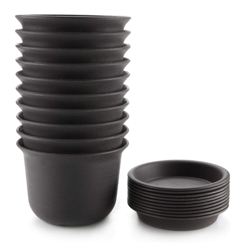 brown plastic plant pots with saucer T4U