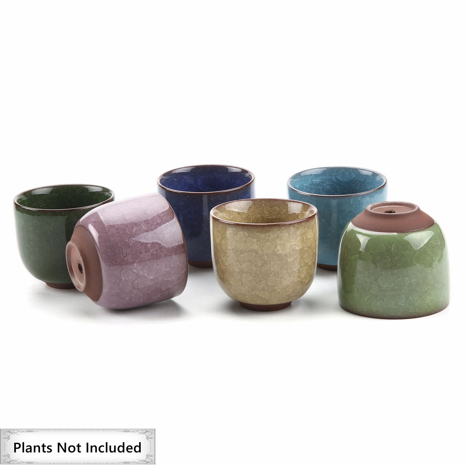 Ice Crack Pots-Small Ceramic Succulent Planter Pot with Drainage Hole, 2.4