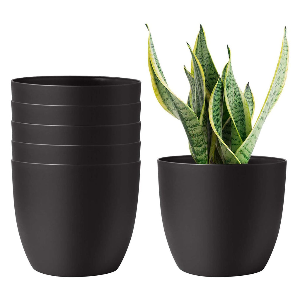 Classic Self Watering Plastic Pot Black T4U